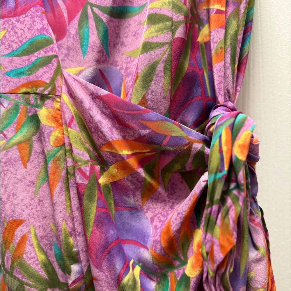 Robbie Bee Purple and Pink Floral Dress 100% Silk - Picture 5 of 8